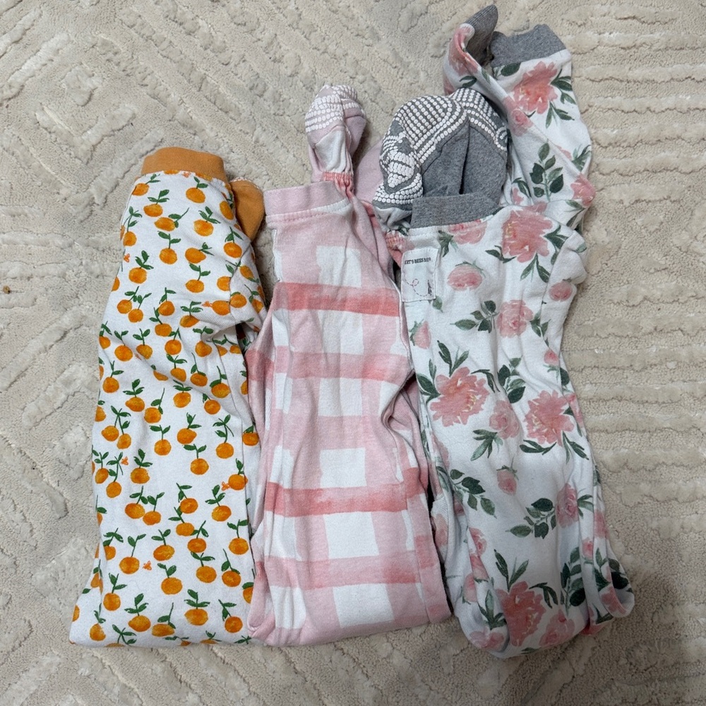Burt's Bees Baby Pink and Gray Pajama Sets
